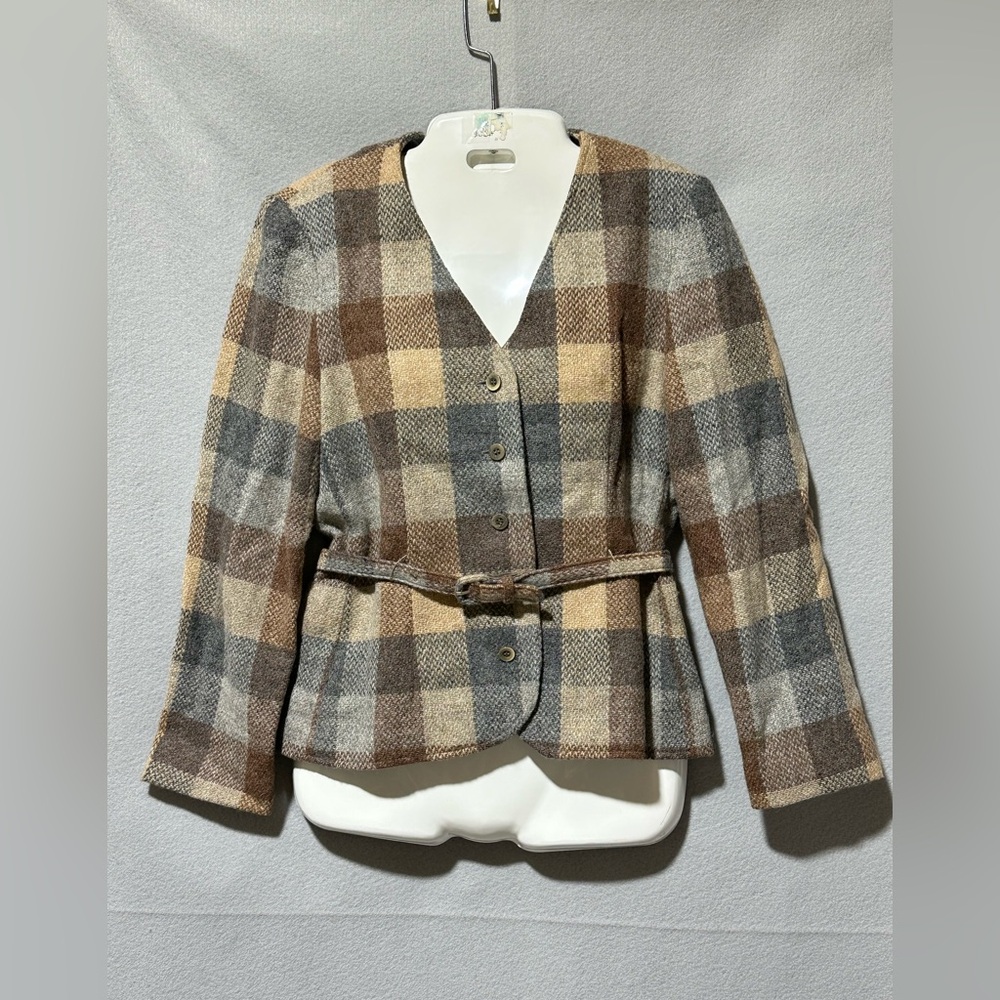 Country Suburbans vintage wool belted plaid blazer size 8